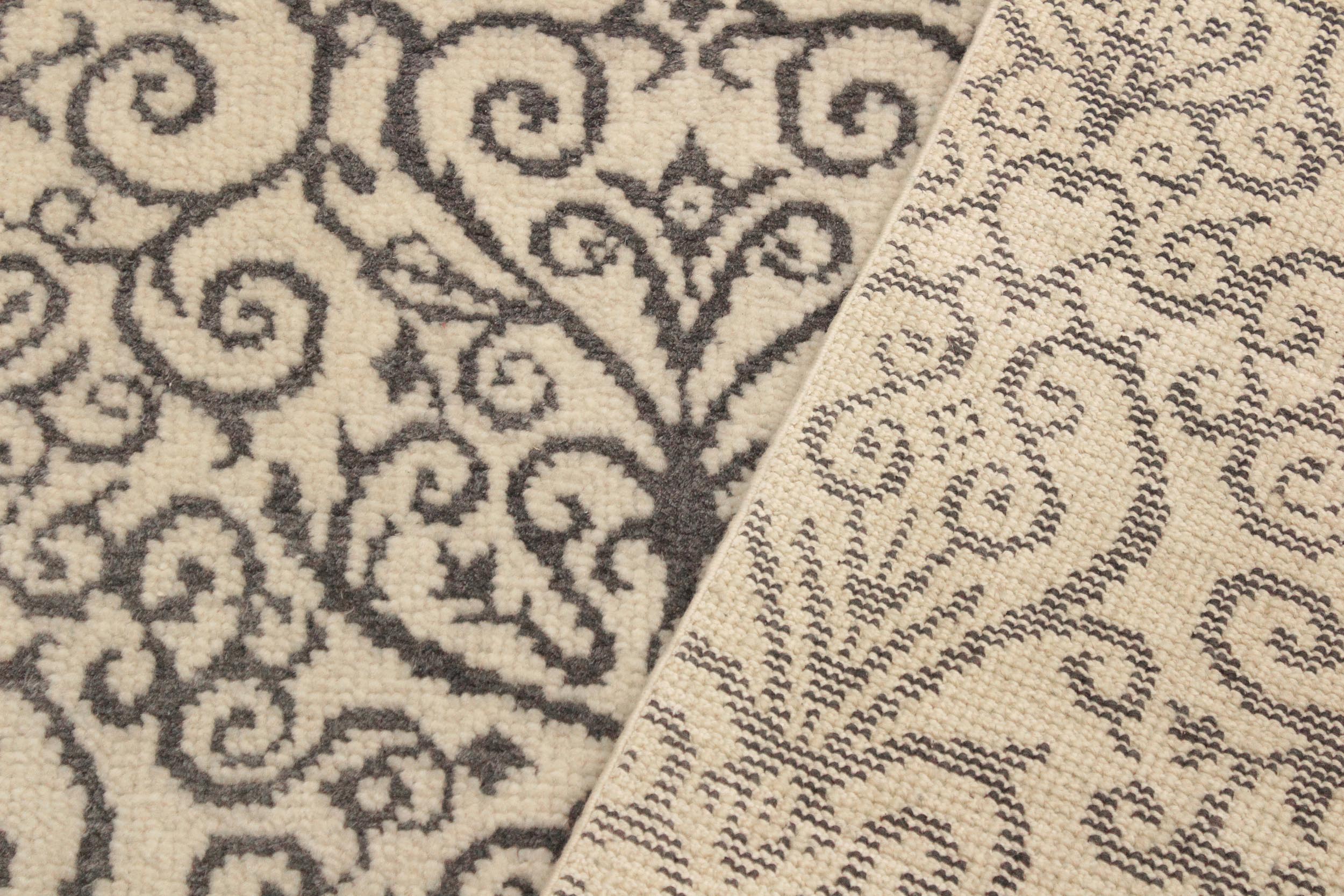 handmade Transitional Cryena Ivory Gray Hand Knotted RECTANGLE WOOL&SILK area rug 5' x 7'