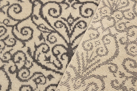 handmade Transitional Cryena Ivory Gray Hand Knotted RECTANGLE WOOL&SILK area rug 5' x 7'