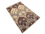 handmade Modern Nabila Brown Ivory Hand Knotted RECTANGLE WOOL&SILK area rug 4x6