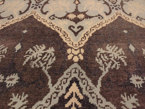 handmade Modern Nabila Brown Ivory Hand Knotted RECTANGLE WOOL&SILK area rug 4x6