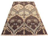 handmade Modern Nabila Brown Ivory Hand Knotted RECTANGLE WOOL&SILK area rug 4x6