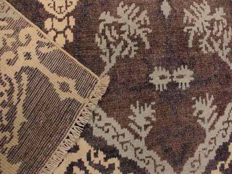 handmade Modern Nabila Brown Ivory Hand Knotted RECTANGLE WOOL&SILK area rug 4x6