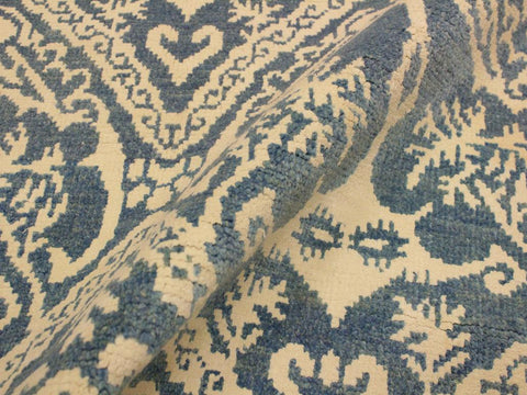 handmade Modern Nabila Blue Ivory Hand Knotted RECTANGLE WOOL&SILK area rug 4x6