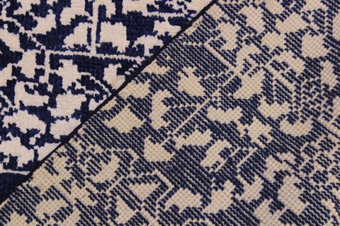 handmade Modern Kafkaz Blue Ivory Hand Knotted RUNNER WOOL&SILK area rug 2' x 8'
