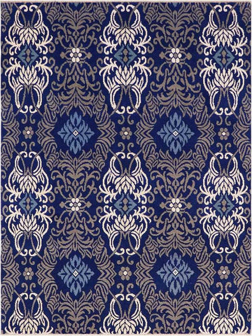 handmade Modern Elisora Blue Gray Hand Knotted RECTANGLE WOOL&VISCOU area rug 8x10