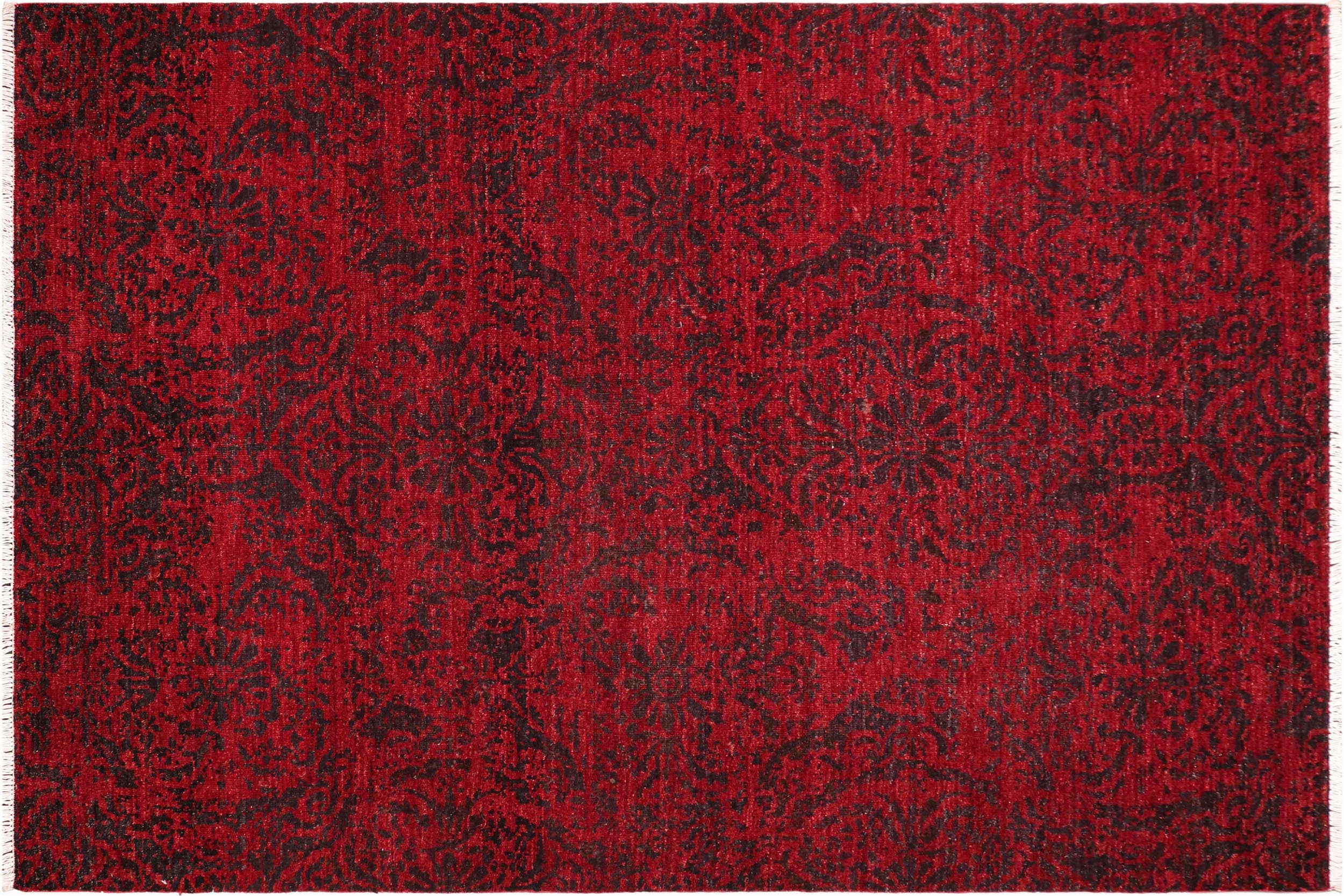 handmade Modern Kafkaz Red Charcoal Hand Knotted RECTANGLE 100% WOOL area rug 6' x 9'