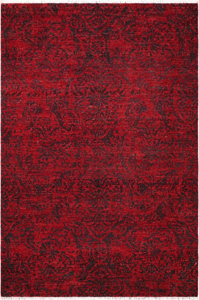 handmade Modern Kafkaz Red Charcoal Hand Knotted RECTANGLE 100% WOOL area rug 6X9