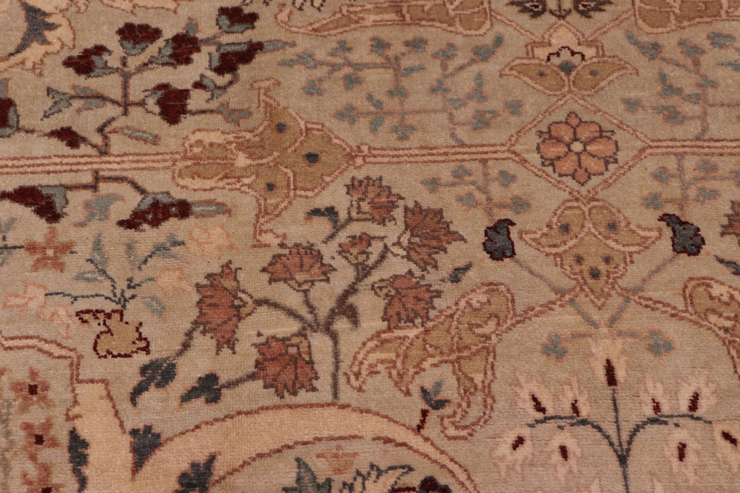 handmade Traditional  Lt. Tan Lt. Green Hand Knotted RECTANGLE 100% WOOL area rug 8' x 10'