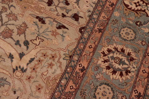 handmade Traditional  Lt. Tan Lt. Green Hand Knotted RECTANGLE 100% WOOL area rug 8' x 10'