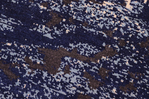 handmade Modern Abstract Blue Ivory Hand Knotted RECTANGLE 100% WOOL area rug 8' x 10'