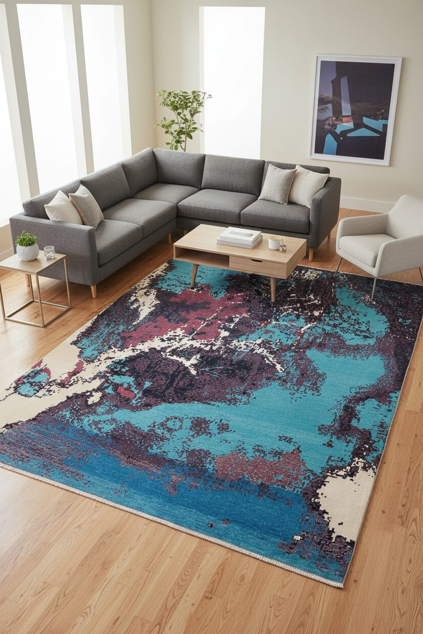 Chic Ziegler Modern Delsie Light Blue/Ivory Wool&Silk Rug - 8'0''X10'0''