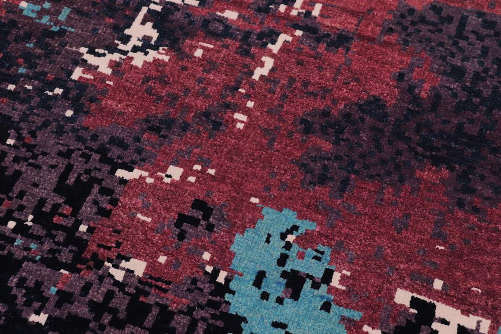 handmade Modern Abstract Lt. Blue Ivory Hand Knotted RECTANGLE WOOL&SILK area rug 8X10