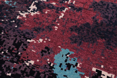 handmade Modern Abstract Lt. Blue Ivory Hand Knotted RECTANGLE WOOL&SILK area rug 8' x 10'