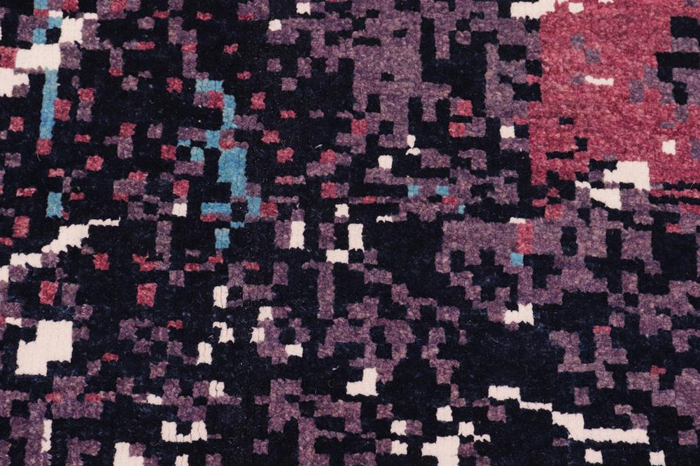 handmade Modern Abstract Lt. Blue Ivory Hand Knotted RECTANGLE WOOL&SILK area rug 8X10