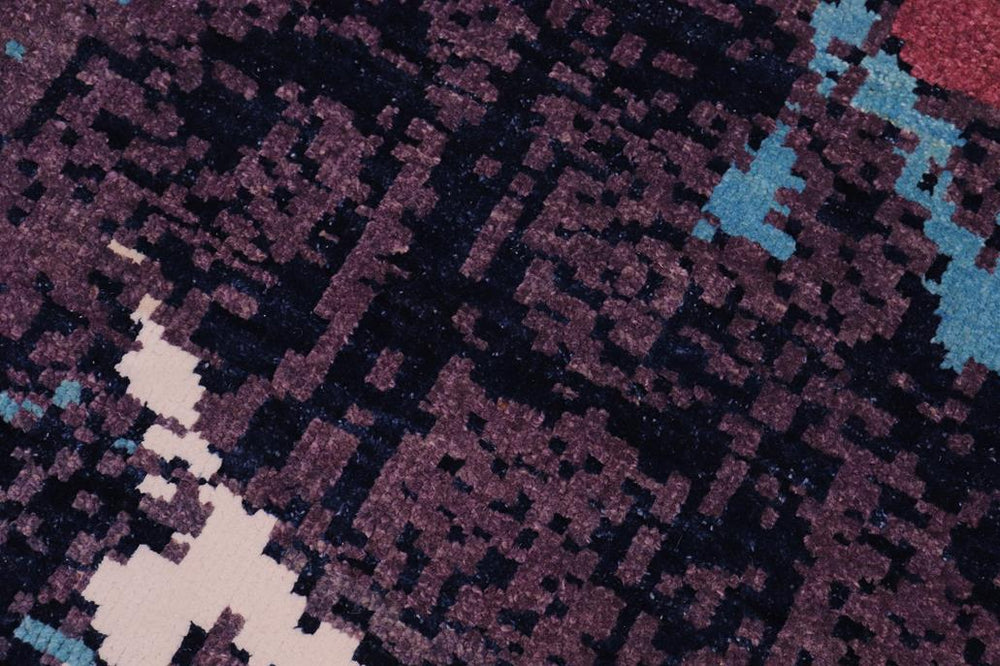 handmade Modern Abstract Lt. Blue Ivory Hand Knotted RECTANGLE WOOL&SILK area rug 8X10