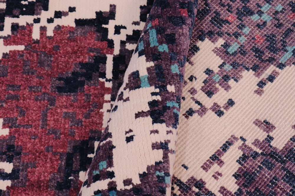 handmade Modern Abstract Lt. Blue Ivory Hand Knotted RECTANGLE WOOL&SILK area rug 8X10