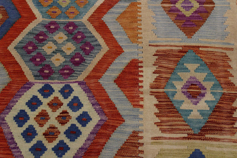 handmade Geometric Kilim Rust Beige Hand-Woven RECTANGLE 100% WOOL area rug 8 x 10