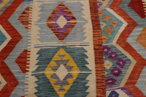 handmade Geometric Kilim Rust Beige Hand-Woven RECTANGLE 100% WOOL area rug 8 x 10