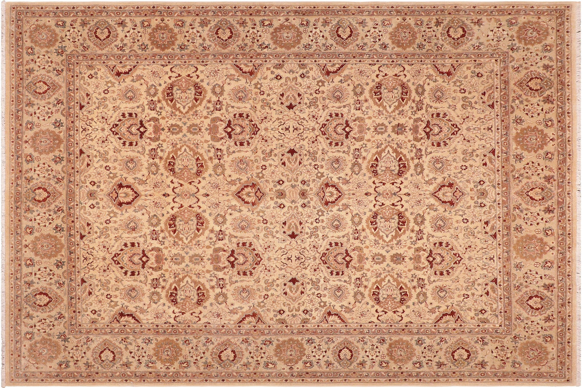 handmade Transitional Lahore Beige Gold Hand Knotted RECTANGLE 100% WOOL area rug 8' x 10'