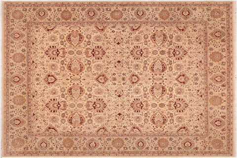 handmade Transitional Lahore Beige Gold Hand Knotted RECTANGLE 100% WOOL area rug 8' x 10'