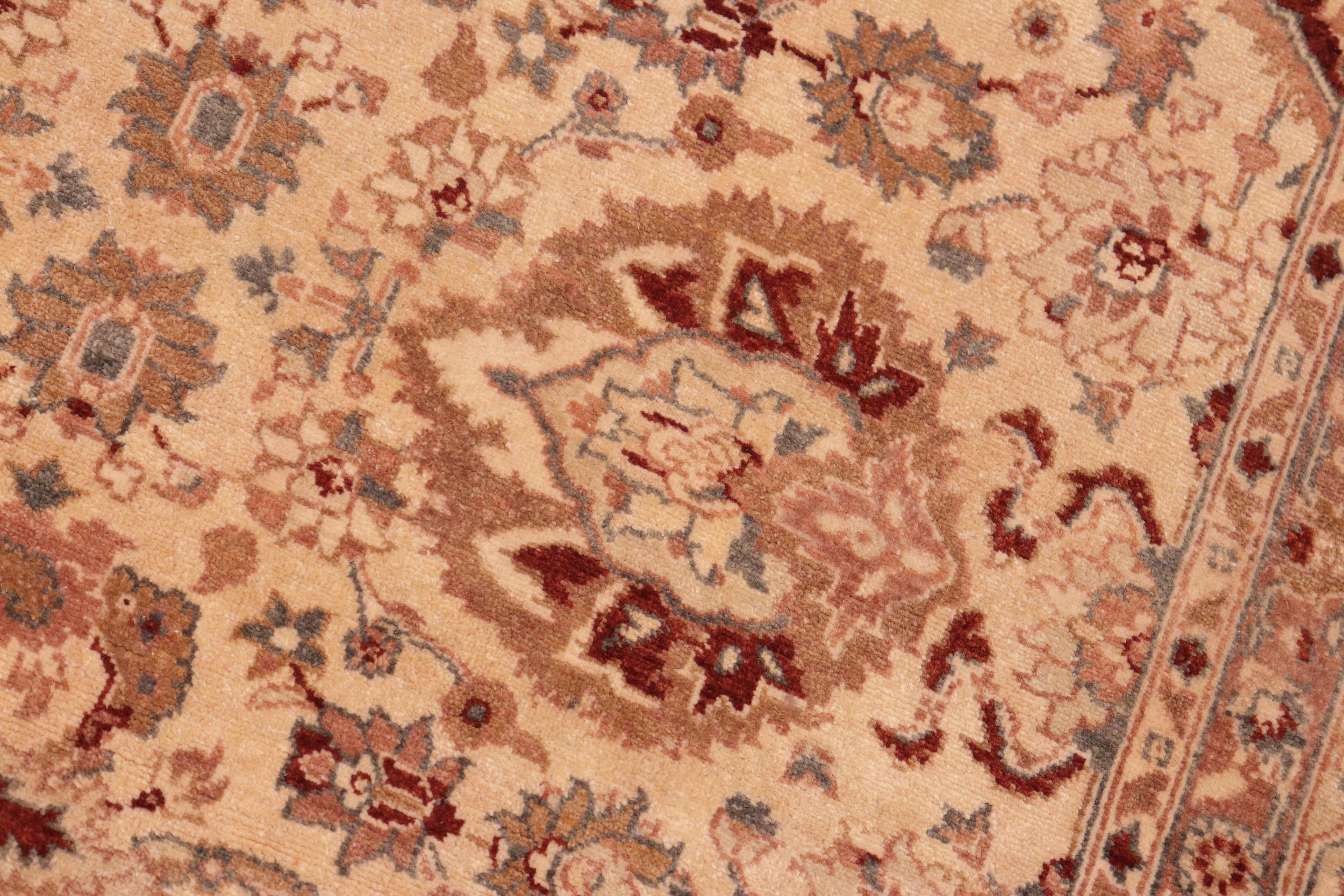 handmade Transitional Lahore Beige Gold Hand Knotted RECTANGLE 100% WOOL area rug 8' x 10'