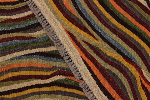 handmade Modern Kilim Beige Blue Hand-Woven RECTANGLE 100% WOOL area rug 6x8