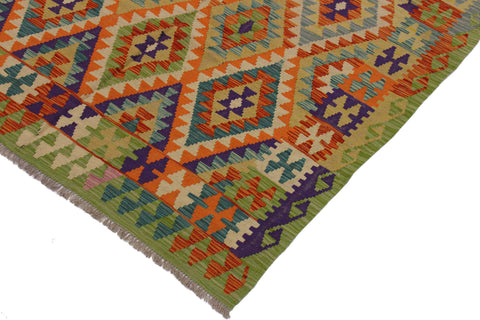 handmade Geometric Kilim Beige Rust Hand-Woven RECTANGLE 100% WOOL area rug 5 x 8