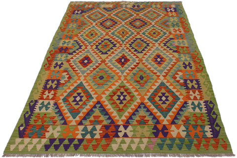 handmade Geometric Kilim Beige Rust Hand-Woven RECTANGLE 100% WOOL area rug 5 x 8
