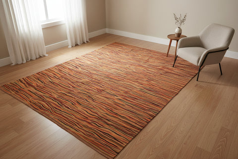 handmade Modern Kilim Beige Brown Hand-Woven RECTANGLE 100% WOOL area rug 10x14