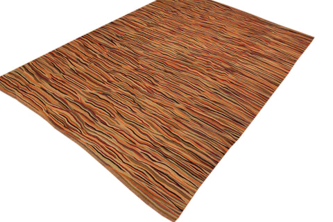 handmade Modern Kilim Beige Brown Hand-Woven RECTANGLE 100% WOOL area rug 10x14