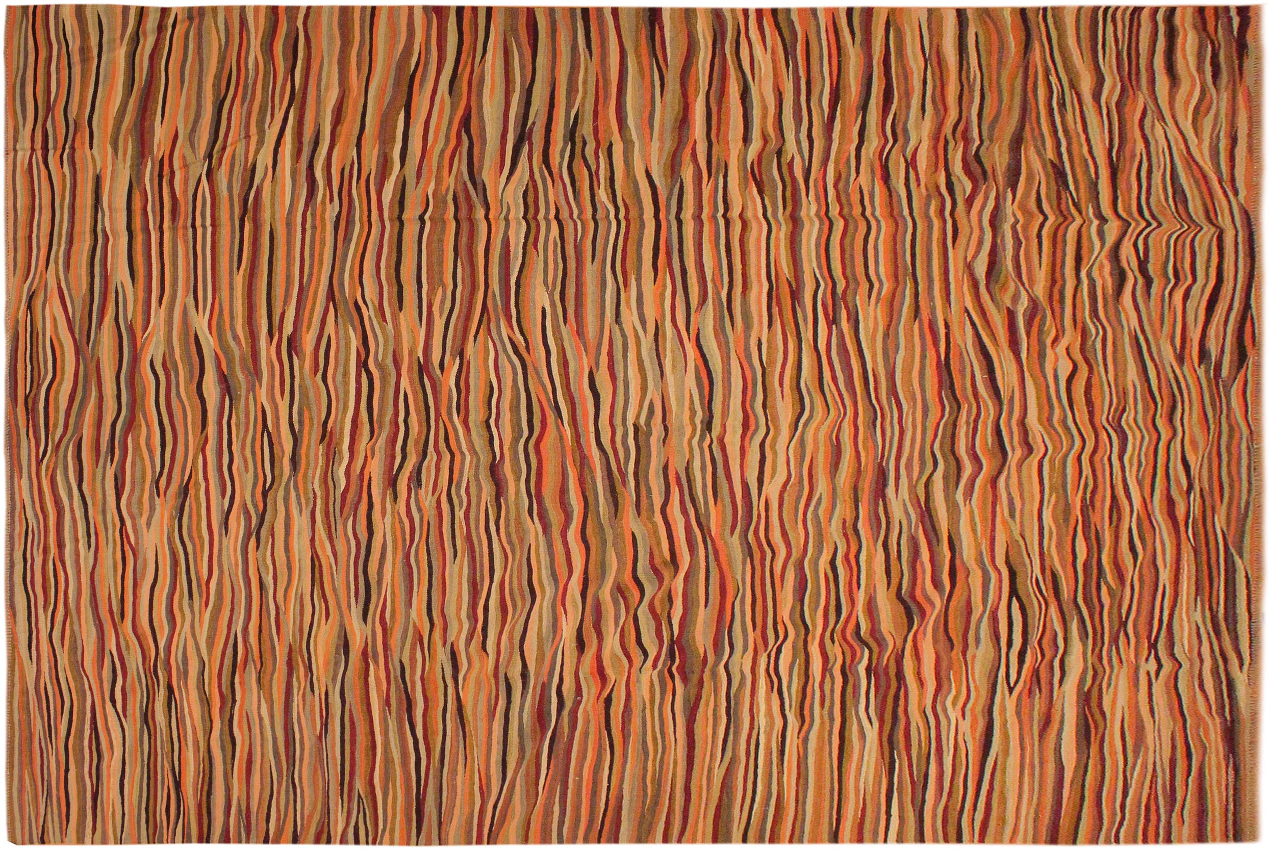 handmade Modern Kilim Beige Brown Hand-Woven RECTANGLE 100% WOOL area rug 10x14