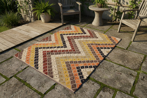 handmade Modern Kilim Gray Beige Hand-Woven RECTANGLE 100% WOOL area rug 5x7