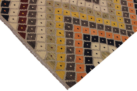 handmade Modern Kilim Gray Beige Hand-Woven RECTANGLE 100% WOOL area rug 5x7