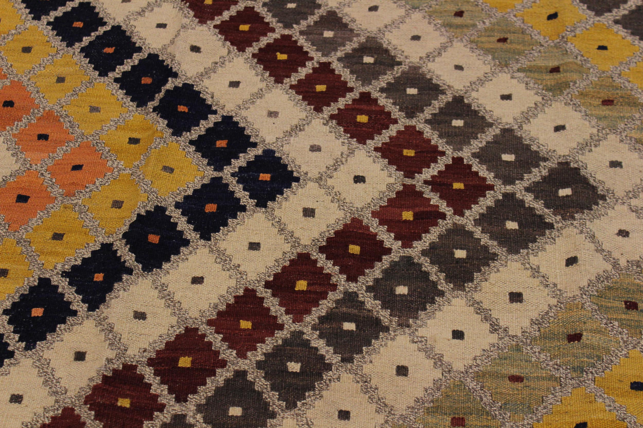 handmade Modern Kilim Gray Beige Hand-Woven RECTANGLE 100% WOOL area rug 5x7