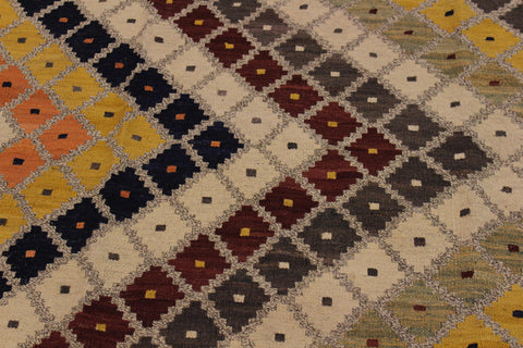 handmade Modern Kilim Gray Beige Hand-Woven RECTANGLE 100% WOOL area rug 5x7