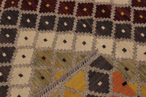 handmade Modern Kilim Gray Beige Hand-Woven RECTANGLE 100% WOOL area rug 5x7