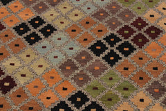 Flat Weave Kilim Antique Navaho Vintage handmade Modern Kilim Gray Black Hand-Woven Rectangle 100% Wool Area Rug 5x6 