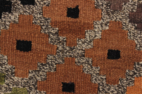 handmade Modern Kilim Gray Black Hand-Woven RECTANGLE 100% WOOL area rug 5 x 6