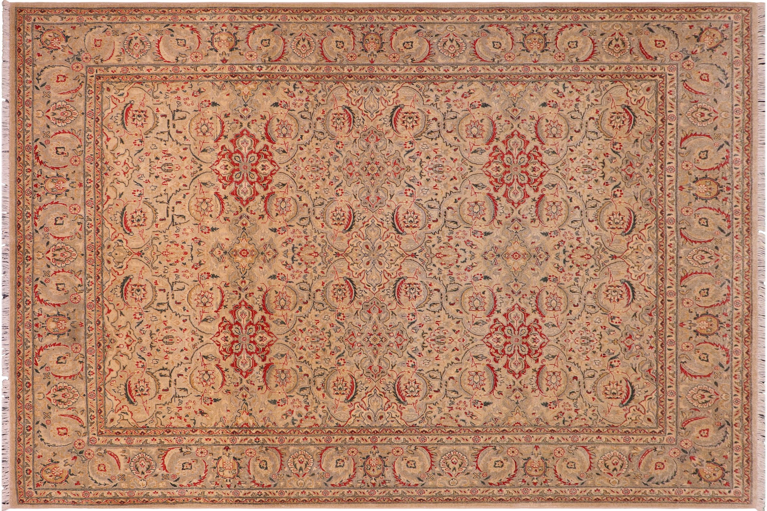 handmade Transitional Kashan Lt. Gray Lt. Gray Hand Knotted RECTANGLE 100% WOOL area rug 8' x 10'