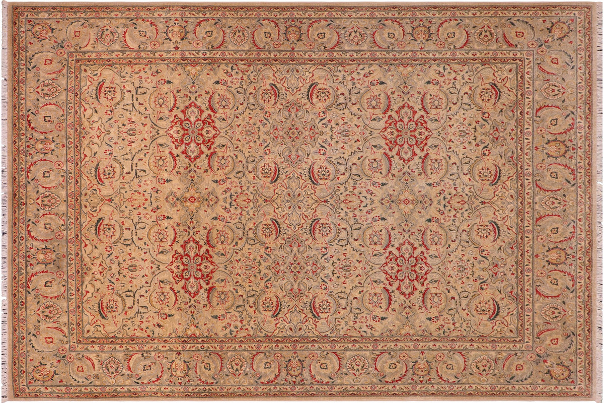 handmade Transitional Kashan Lt. Gray Lt. Gray Hand Knotted RECTANGLE 100% WOOL area rug 8' x 10'