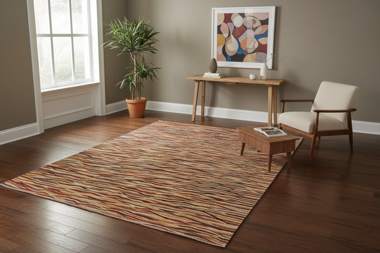 handmade Modern Kilim Beige Red Hand-Woven RECTANGLE 100% WOOL area rug 8x10