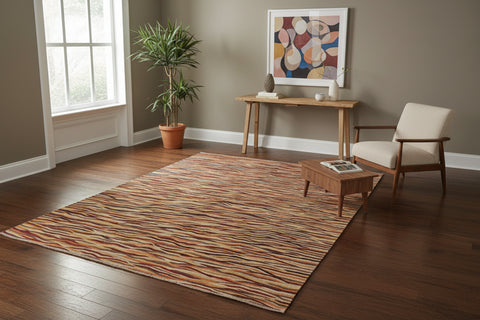 handmade Modern Kilim Beige Red Hand-Woven RECTANGLE 100% WOOL area rug 8x10
