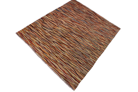 handmade Modern Kilim Beige Red Hand-Woven RECTANGLE 100% WOOL area rug 8x10