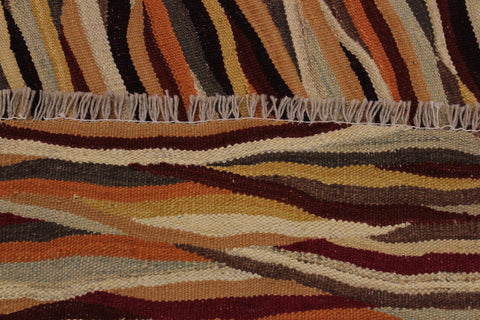 handmade Modern Kilim Beige Red Hand-Woven RECTANGLE 100% WOOL area rug 8x10