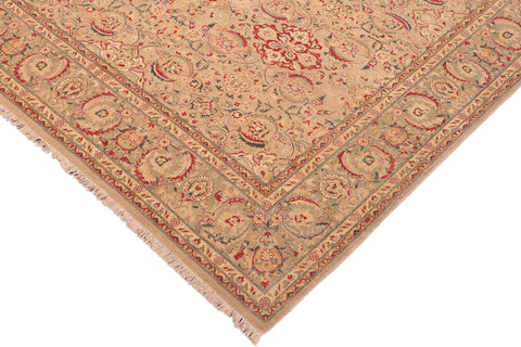 handmade Transitional Kashan Tan Gray Hand Knotted RECTANGLE 100% WOOL area rug 8' x 10'