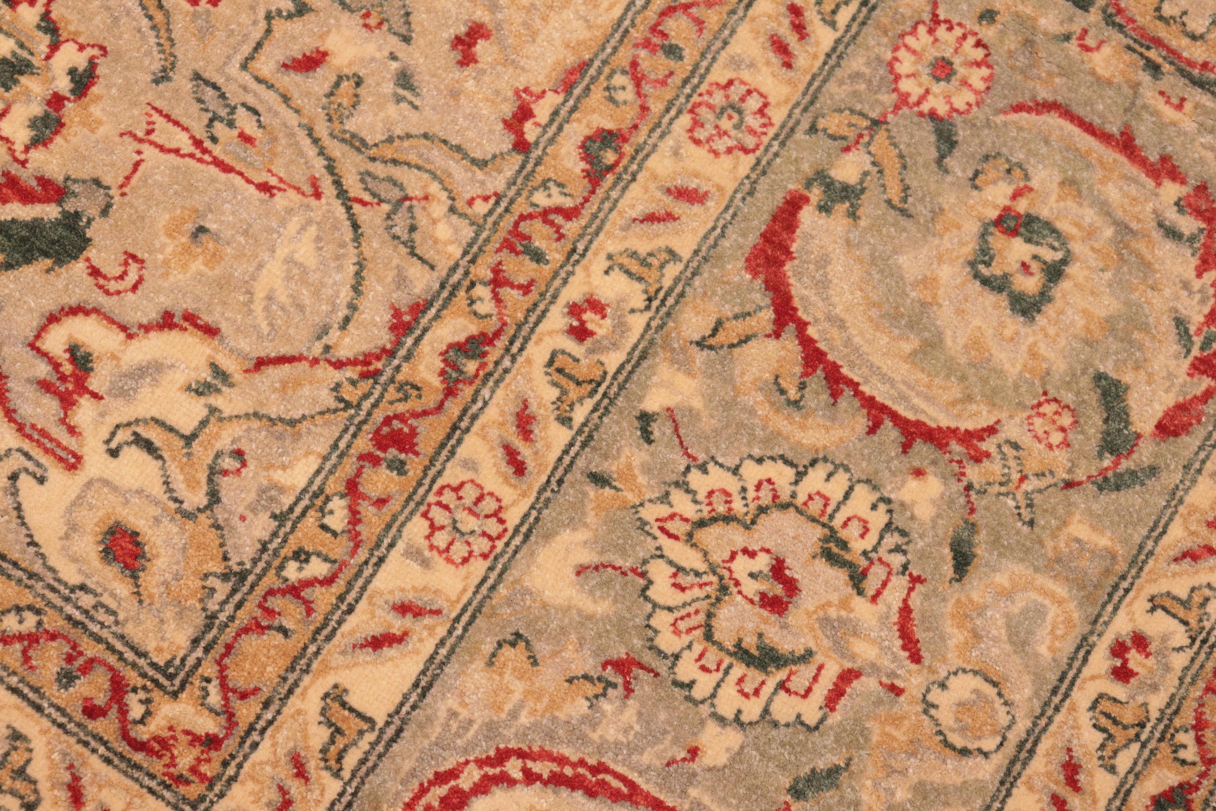 handmade Transitional Kashan Tan Gray Hand Knotted RECTANGLE 100% WOOL area rug 8' x 10'