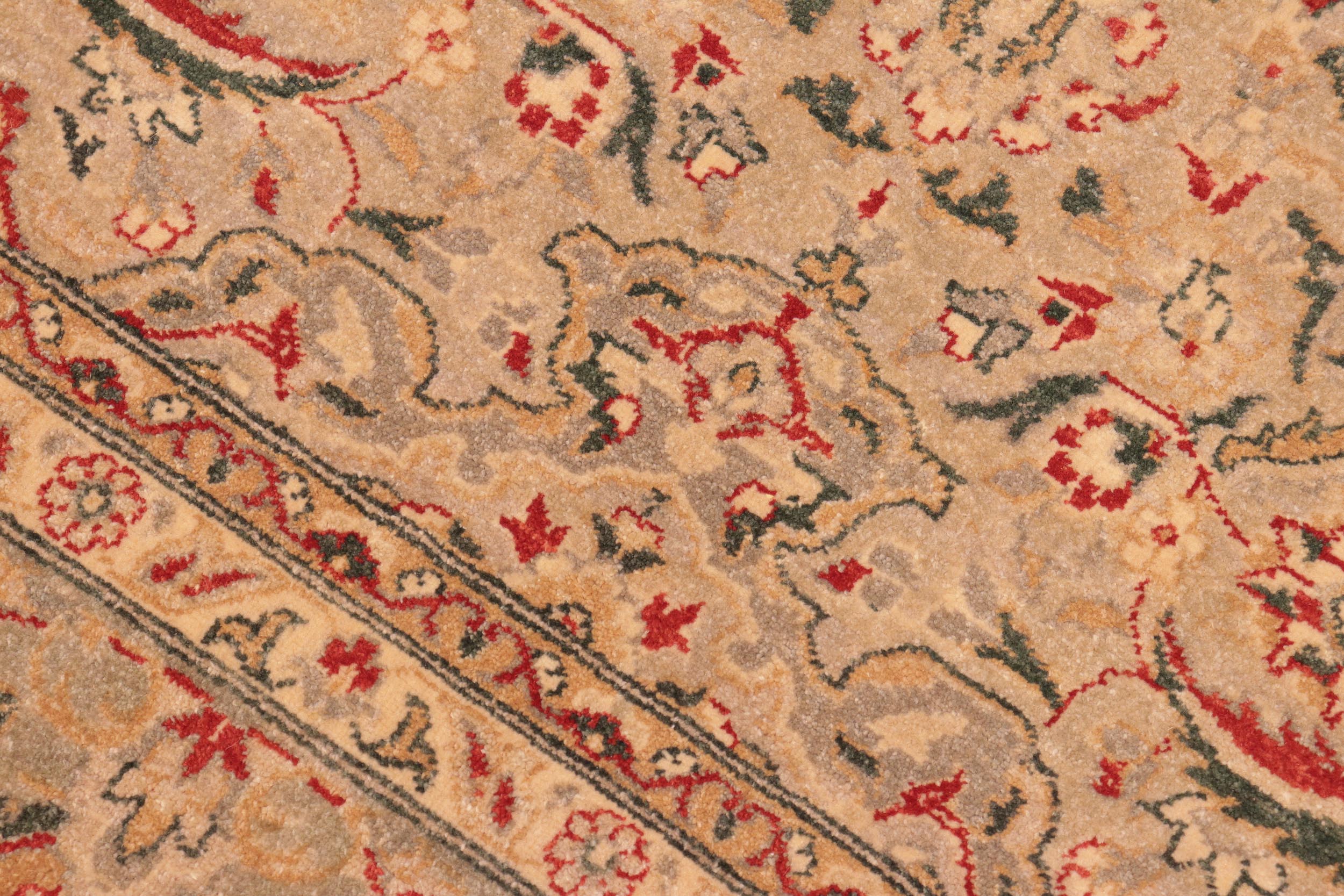 handmade Transitional Kashan Tan Gray Hand Knotted RECTANGLE 100% WOOL area rug 8' x 10'