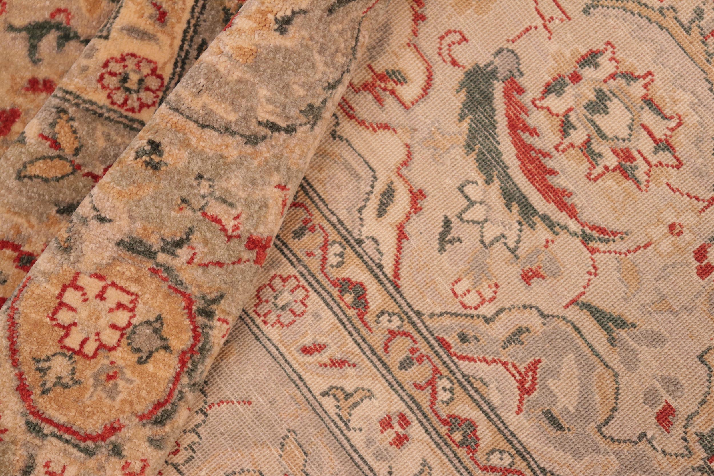 handmade Transitional Kashan Tan Gray Hand Knotted RECTANGLE 100% WOOL area rug 8' x 10'