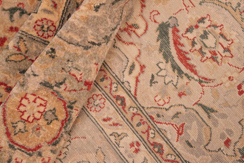 handmade Transitional Kashan Tan Gray Hand Knotted RECTANGLE 100% WOOL area rug 8' x 10'