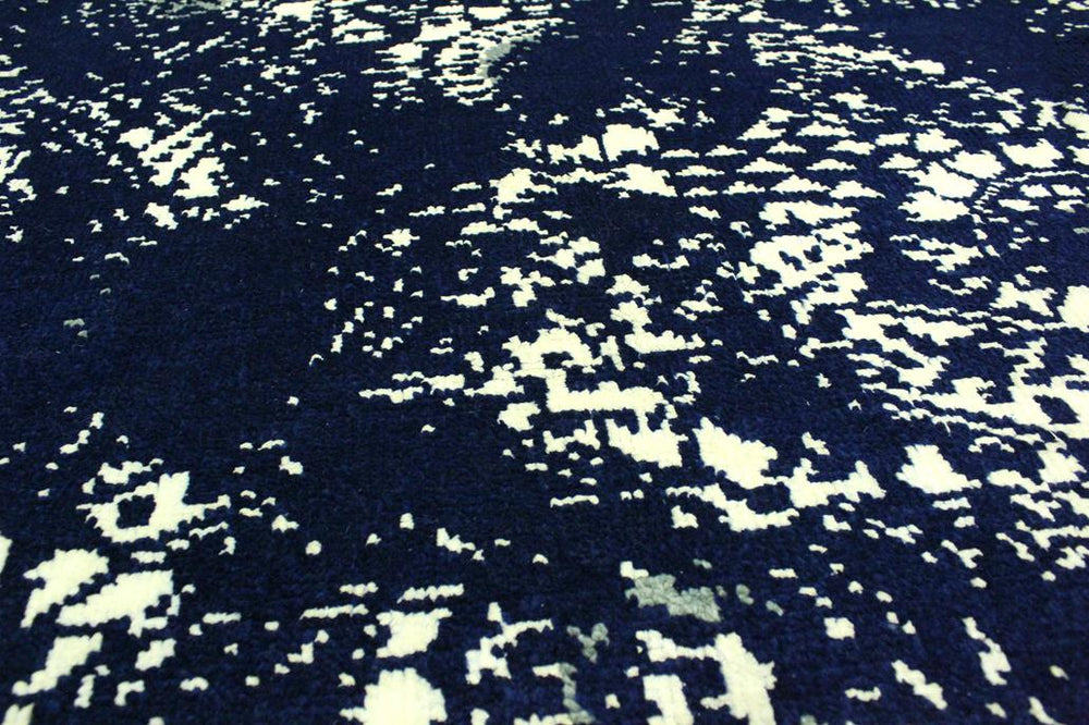 handmade Modern Abstract Blue Ivory Hand Knotted RECTANGLE WOOL&SILK area rug 4X6